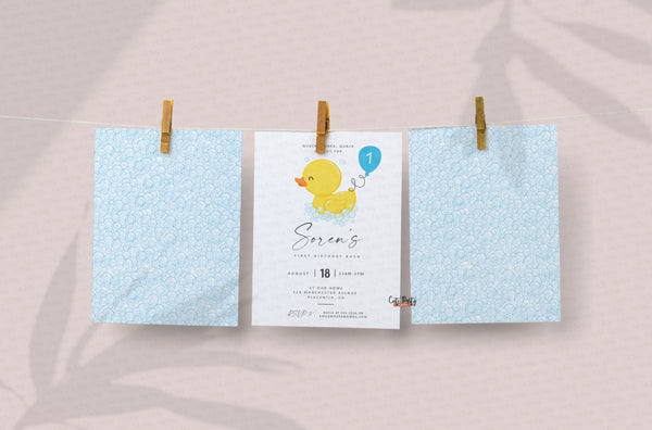 Rubber Duck birthday Party invitation- Instant Download