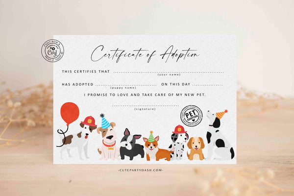 Modern Minimalist Fireman birthday Party adopt a puppy - Digital Download
