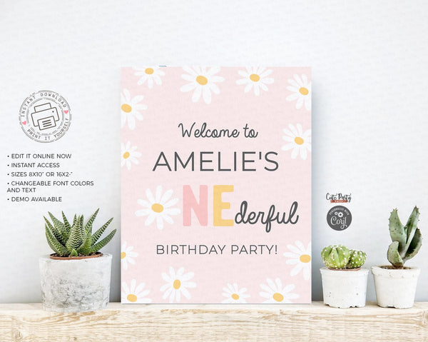 Daisy First Birthday Welcome Sign, Door Sign