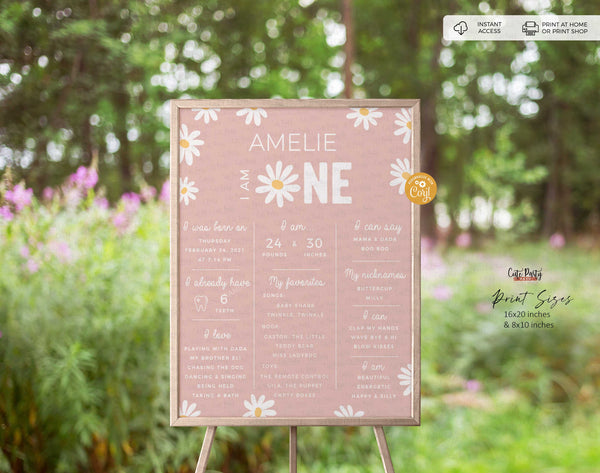 Daisy First Birthday Welcome Sign, Door Sign- Digital Download