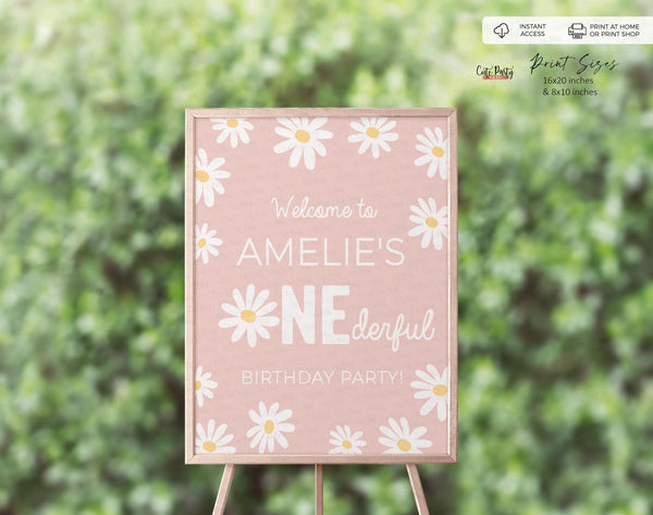 Daisy First Birthday Welcome Sign, Door Sign