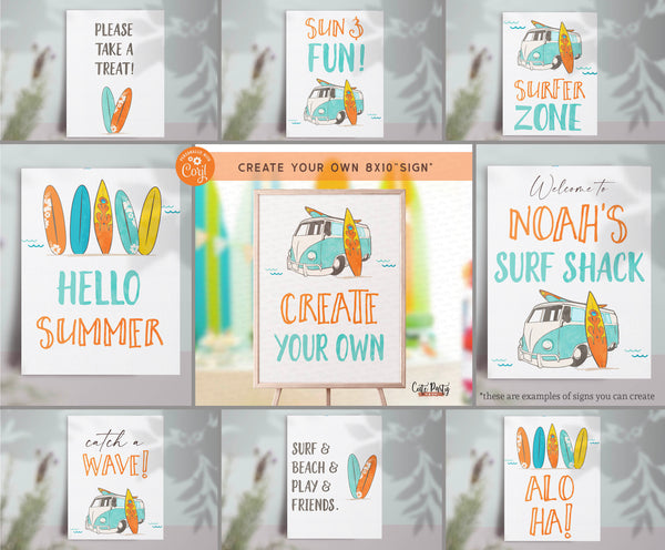 Minimalist Surf Birthday Party Decor Mini Pack - Digital Download