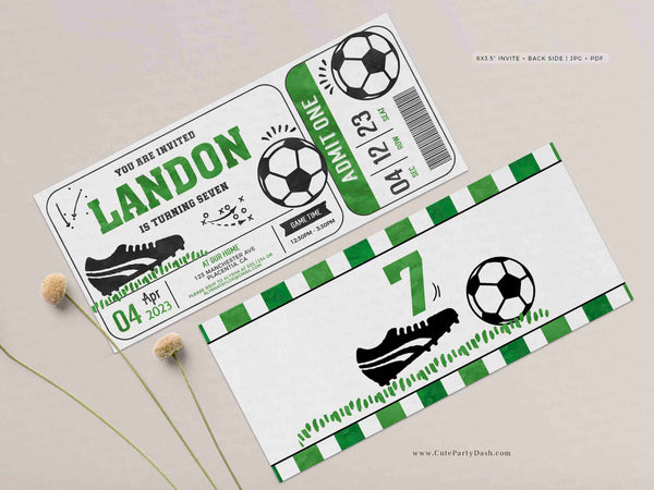EDITABLE Soccer Birthday Party Ticket invitation- Instant Download