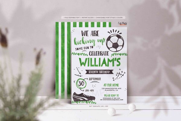 EDITABLE Soccer Birthday Party invitation- Instant Download