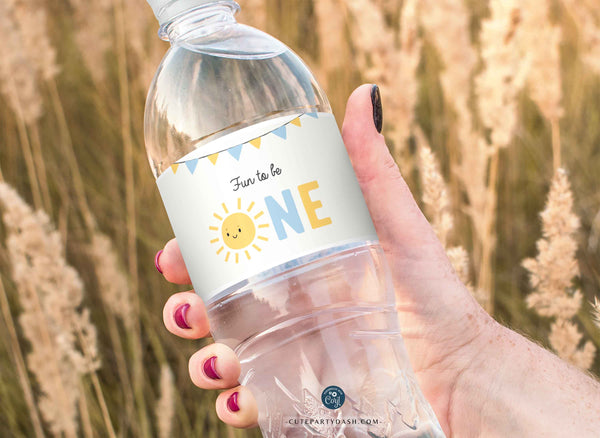 Little Sunshine Birthday Boy Party water bottle label