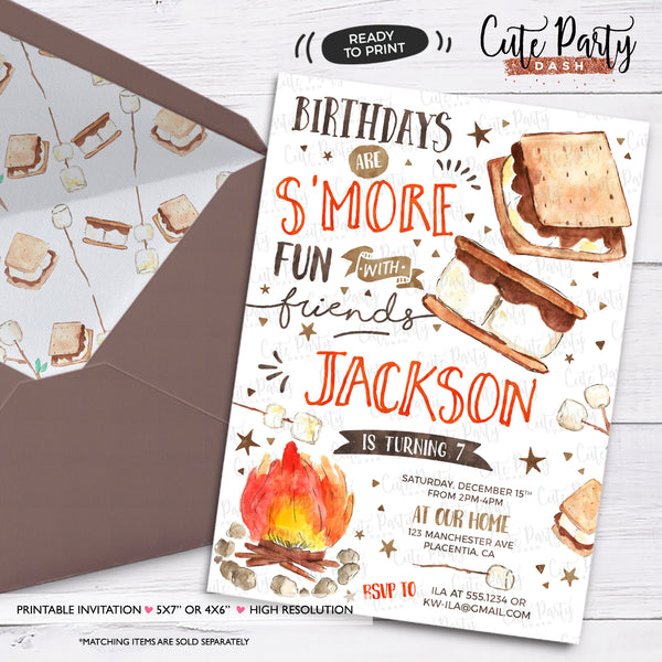 S'mores First Birthday Chalkboard Sign - Digital Download