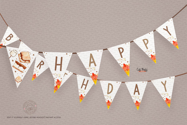 S'mores Birthday Party Invitation - Digital Download