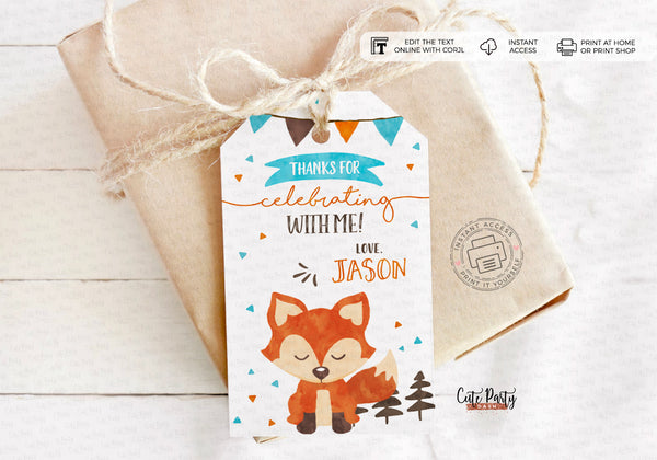 Fox Woodland First Birthday Time Capsule Card - Digital Download