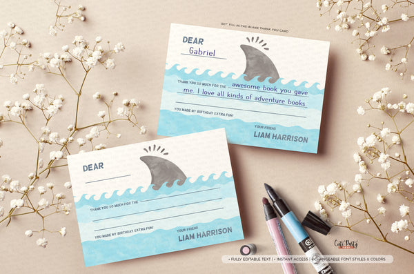 Shark Birthday Food Cards - Digital Download