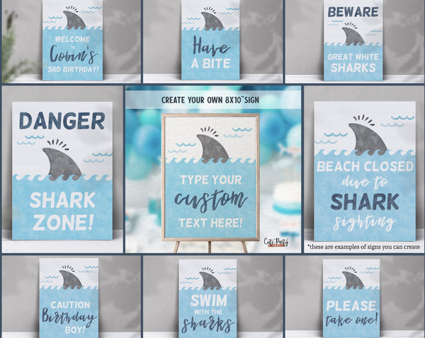 Shark Birthday Party Signs - Digital Download
