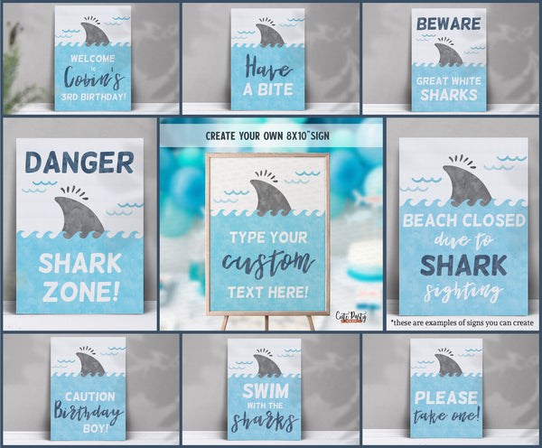 Shark Birthday Party Thank you Card- Digital Download