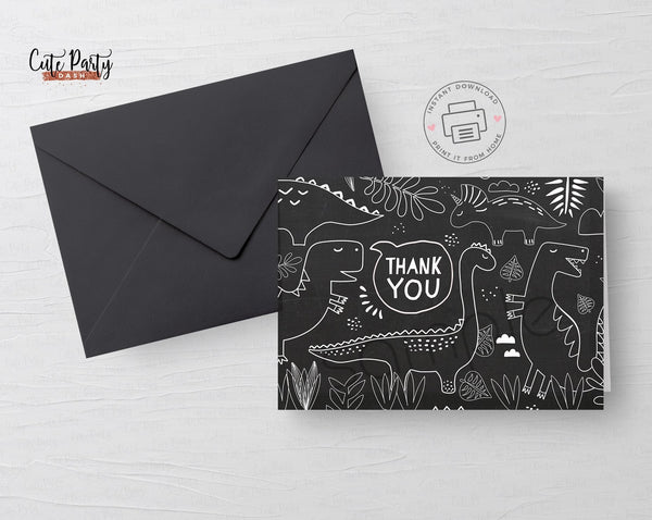 Dinosaur Birthday Party Thank you cards printable - Digital Download