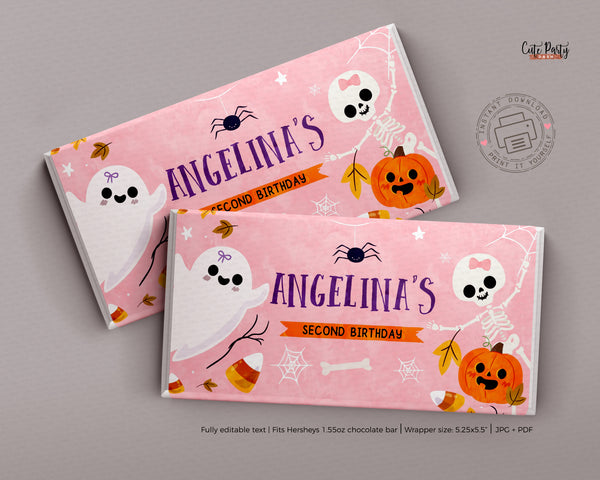 Halloween Birthday Girl Pink Invitation - Digital Download