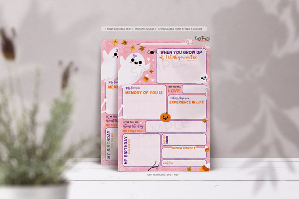 Halloween First Birthday Time Capsule Card - Digital Download
