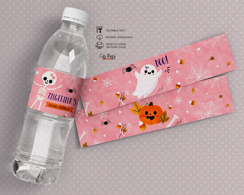 Halloween Printable Water Bottle label template - Digital Download