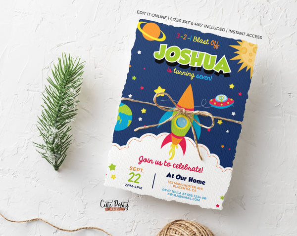 Space Birthday Party Invitations