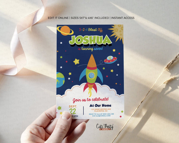 Space Birthday Party Invitations