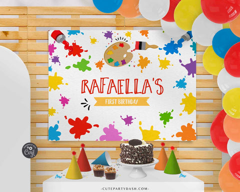 Art party Birthday Backdrop, Wall sign, Birthday Poster- Digital Download