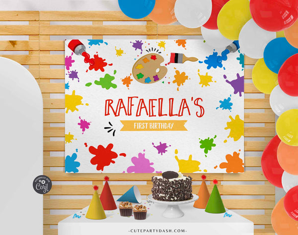 Editable Art Party Birthday Printable backdrop