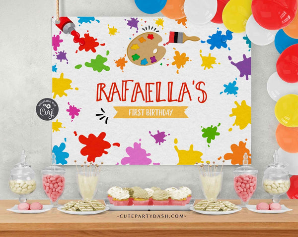 Art party Birthday Backdrop, Wall sign, Birthday Poster- Digital Download