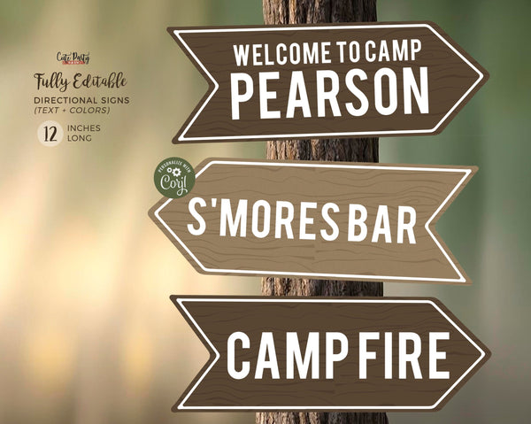 Camping Party Directional Arrow Signs