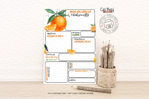 Little Cutie First Birthday Time Capsule Card - Digital Download