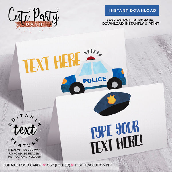 Police birthday Printable Capri Sun Label template- Digital Download