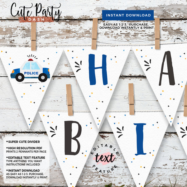 Police birthday Printable Capri Sun Label template- Digital Download