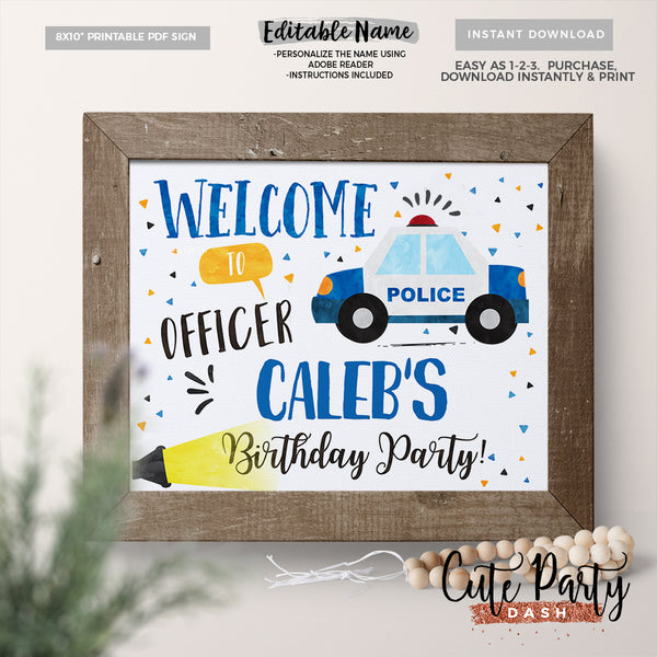 Police birthday Printable Capri Sun Label template- Digital Download