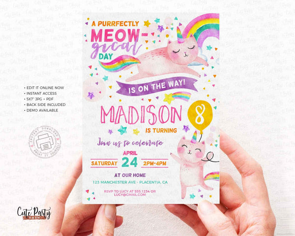 Caticorn Birthday Party invitation