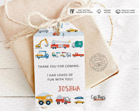 Transportation Birthday Party Favor Tags
