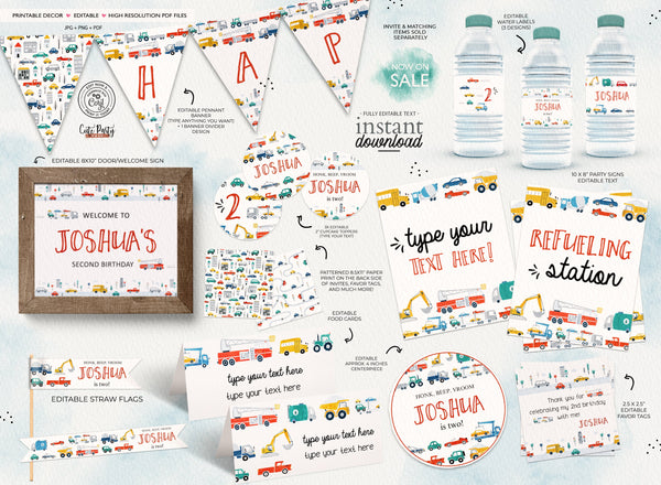 City Transportation Birthday invitation - Digital Download