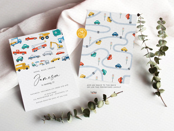 City Transportation Birthday invitation - Digital Download