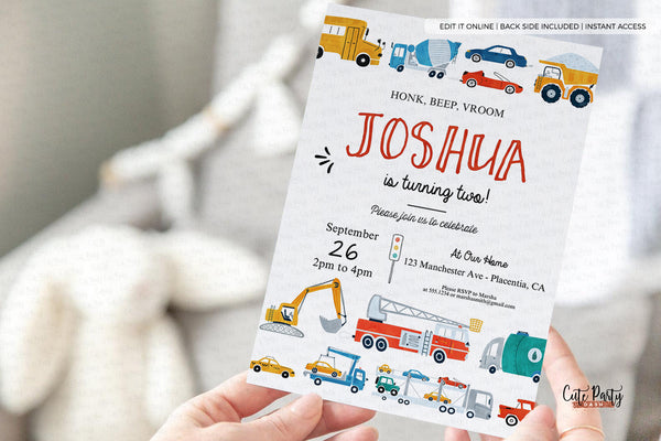 Transportation Birthday invitation - Digital Download