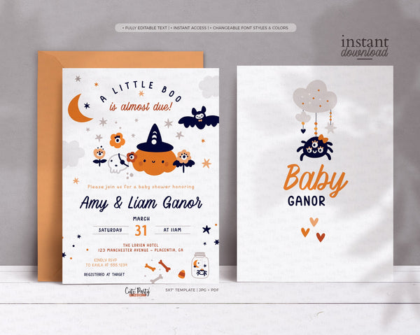 Little Boo Unique Halloween Baby Sprinkle Invitation - Digital Download