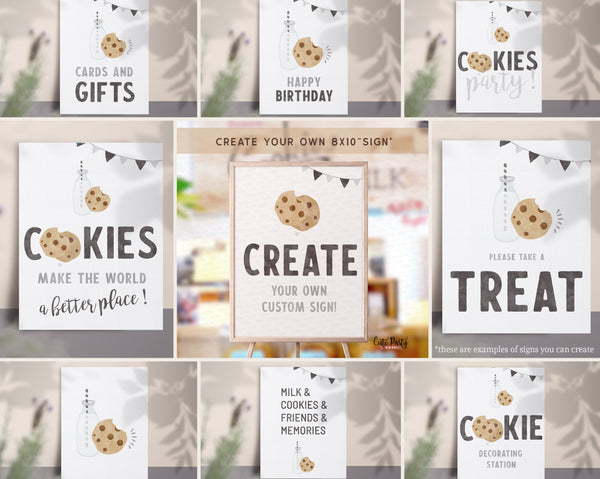 Minimalist Milk and Cookies Birthday party signage