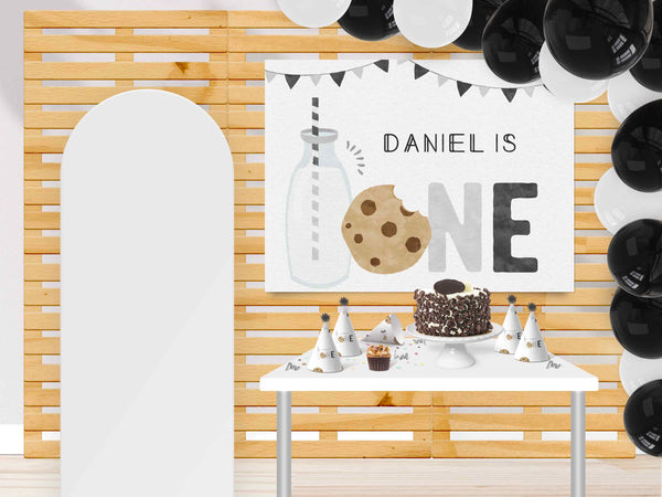 Minimal Milk and Cookies First Birthday Photo invitation - Digital Download