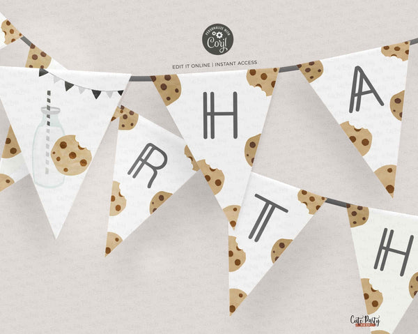 Wall Banner, Happy Birthday Pennant, Flag Party Decor - Digital Download