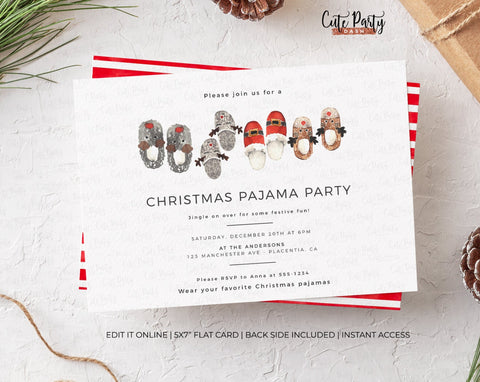 Christmas Pajama Party Invitation - Digital Download