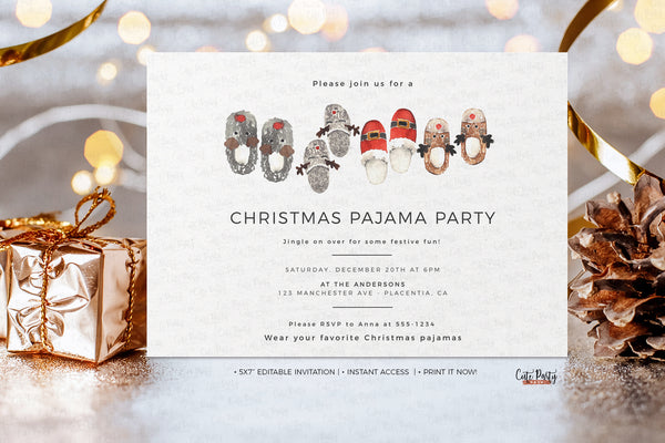 Christmas Pajama Party Invitation - Digital Download