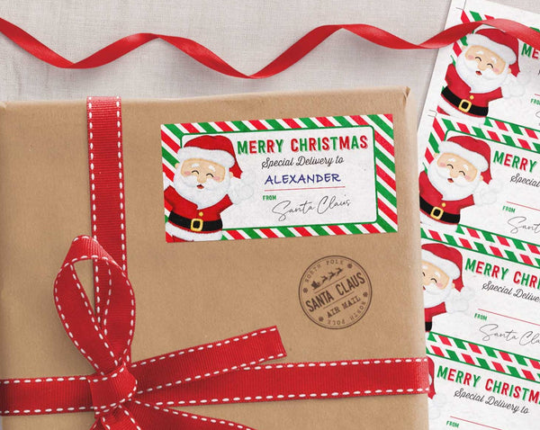 From Santa Gift label sticker, Merry Christmas Special Delivery - Instant Download