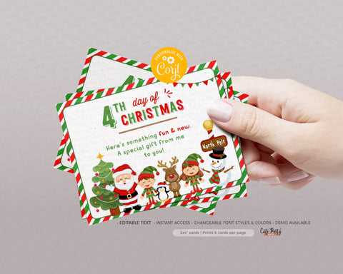 12 Days of Christmas Gift Tags, 12 Days of Christmas Cards, Printable Christmas Cards, Blank 3x4" card - Instant Download