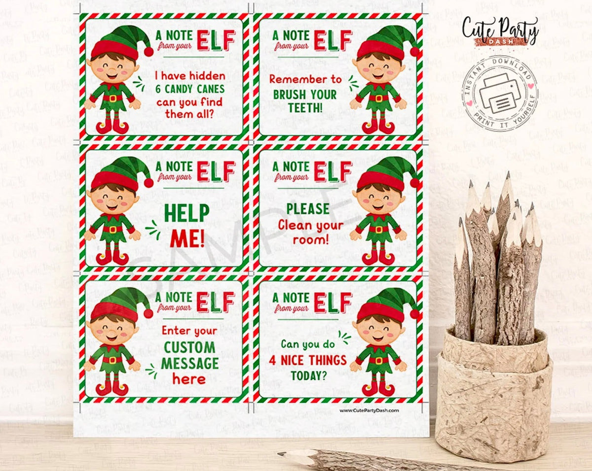 christmas-elf-note-cards-elf-activity-cards-printable-mischief-cards-cute-party-dash for Elf Christmas Cards Printable Free Christmas Elf Note Cards, Elf Activity Cards, Printable Mischief Cards – Cute Party Dash for Elf Christmas Cards Printable Free