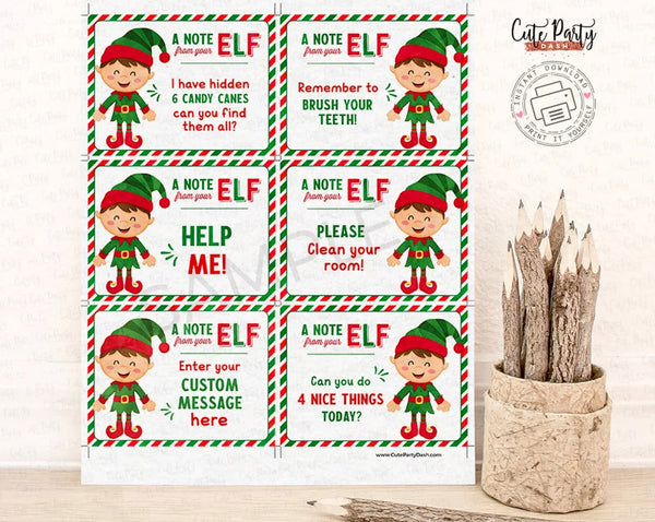 Christmas Elf Note Cards, Elf Activity Cards, Printable Mischief Cards - Instant Download