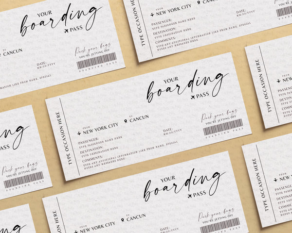 Modern Boarding Pass Surprise Fake Airline Ticket - Digital Download