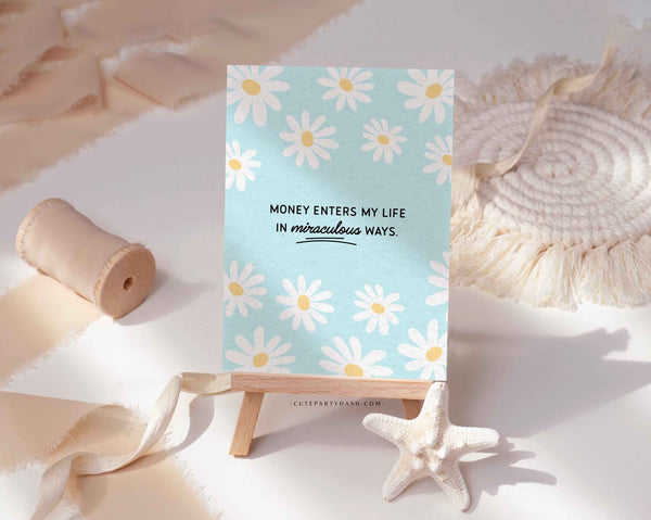 62 Money Abundance Daily Affirmation Cards, Printable Manifest Wealth Positive Affirmation Cards Deck - Instant Download