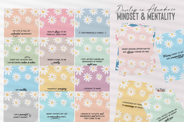 62 Money Abundance Daily Affirmation Cards, Printable Manifest Wealth Positive Affirmation Cards Deck - Instant Download