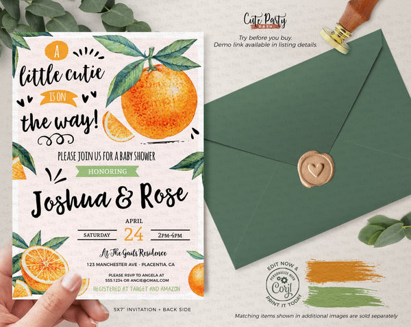 Little Cutie is on the Way Baby Shower Invitation - Digital Download - Cute Party Dash