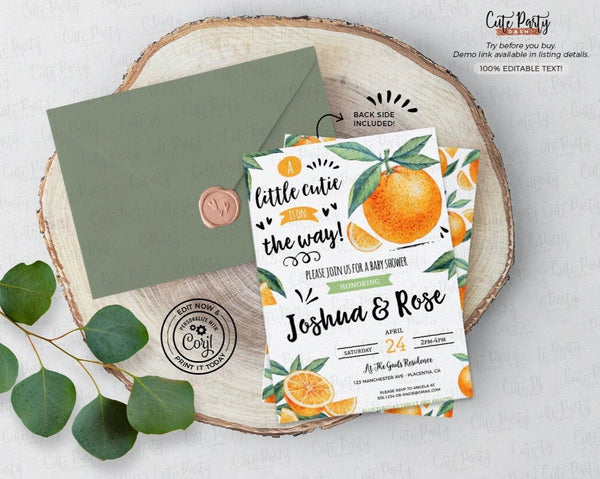 Little Cutie is on the Way Baby Shower Invitation - Digital Download - Cute Party Dash