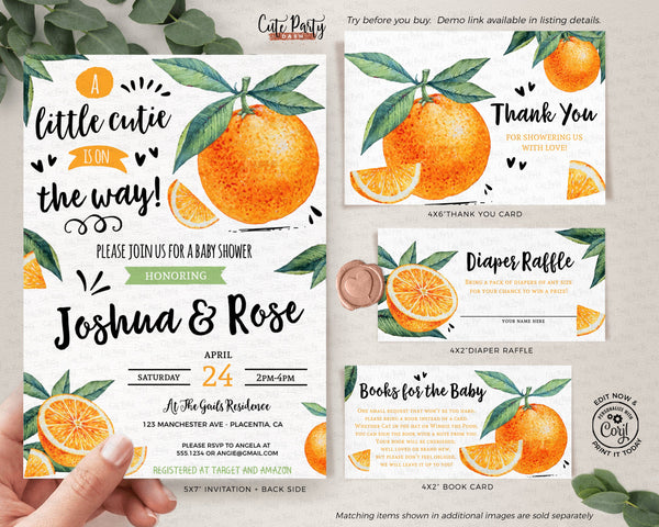 Little Cutie is on the Way Baby Shower Invitation - Digital Download - Cute Party Dash